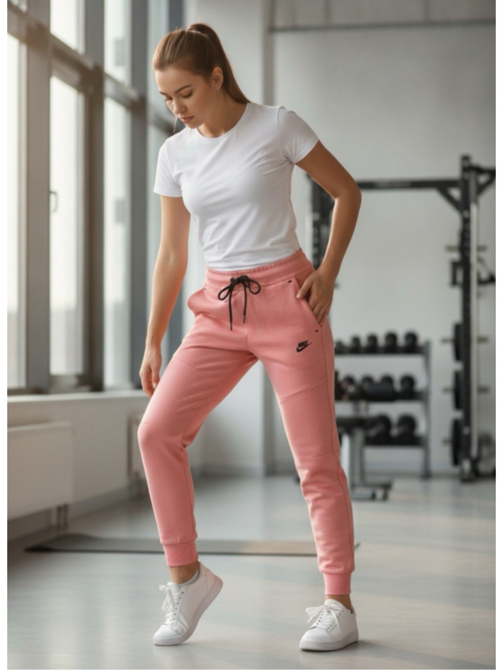 Nike Club Fleece Women's Mid-Rise Joggers Sea Coral Pink Sweatpants XL Cotton